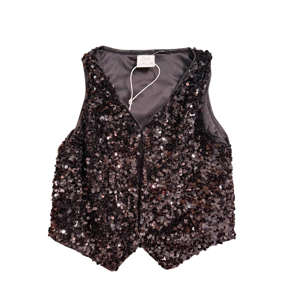 Black Zara Sequin Vest 6/7Y